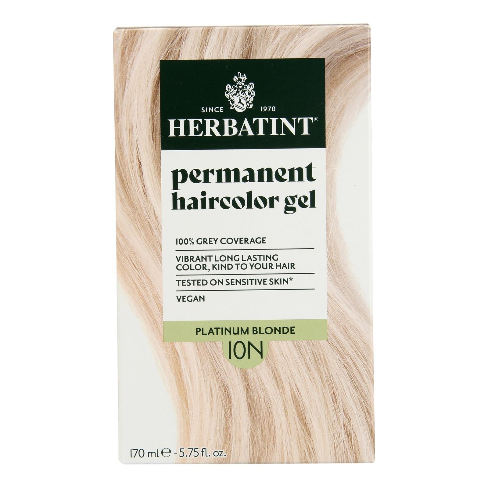 Herbatint 10N Platinum Blonde Hair Color - Gentle Permanent Dye -  5.75 fl oz