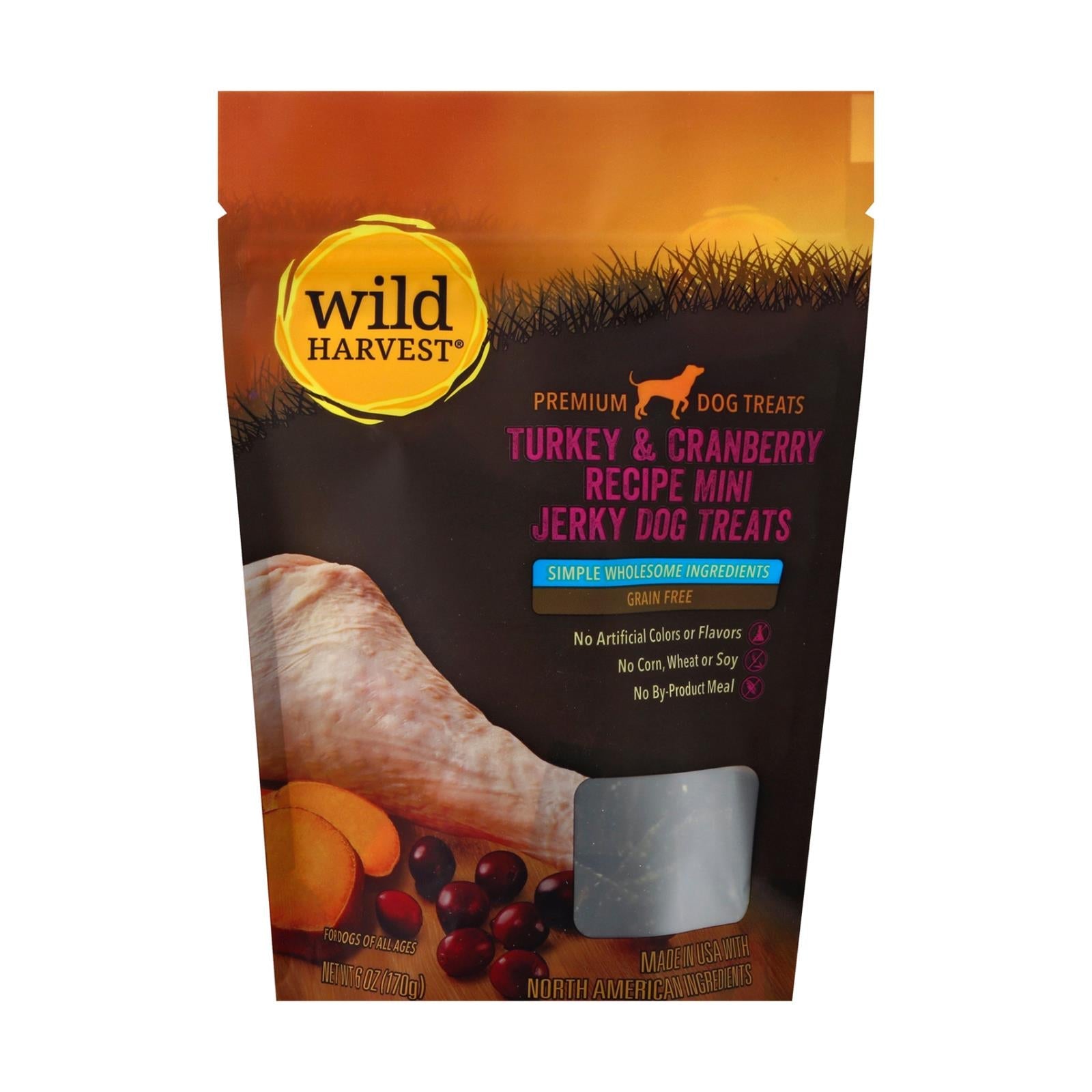 Wild Harvest Dog Treats - Turkey & Cranberry Jerky, 6 oz - (Pack of 6)