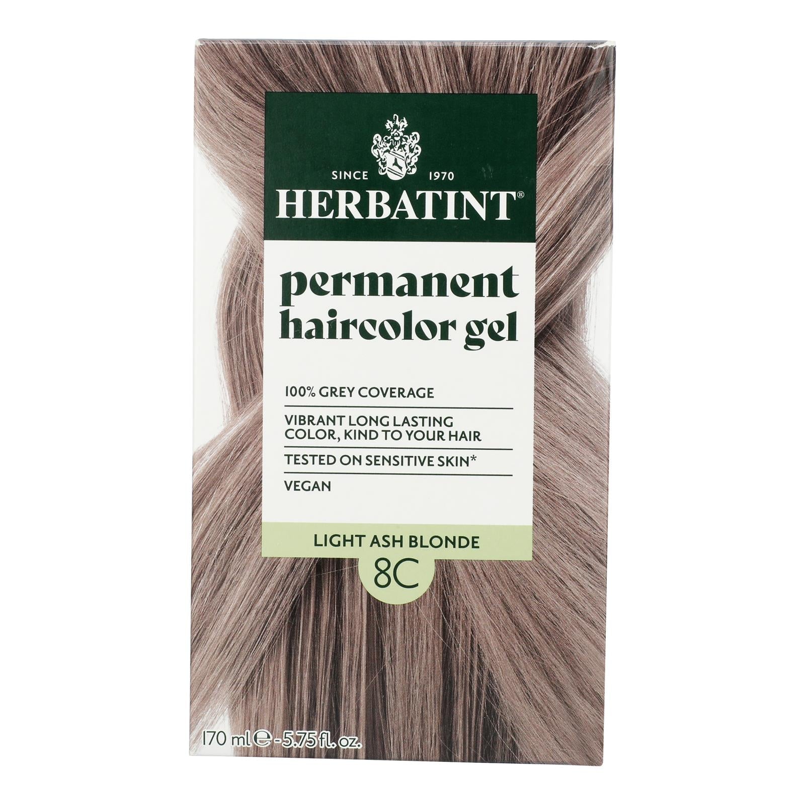 Herbatint 8C Light Ash Blonde Hair Color - Natural & Permanent - 5.75 fl oz