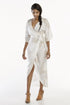 Peacock Maxi Wrap Dress in White + Gold
