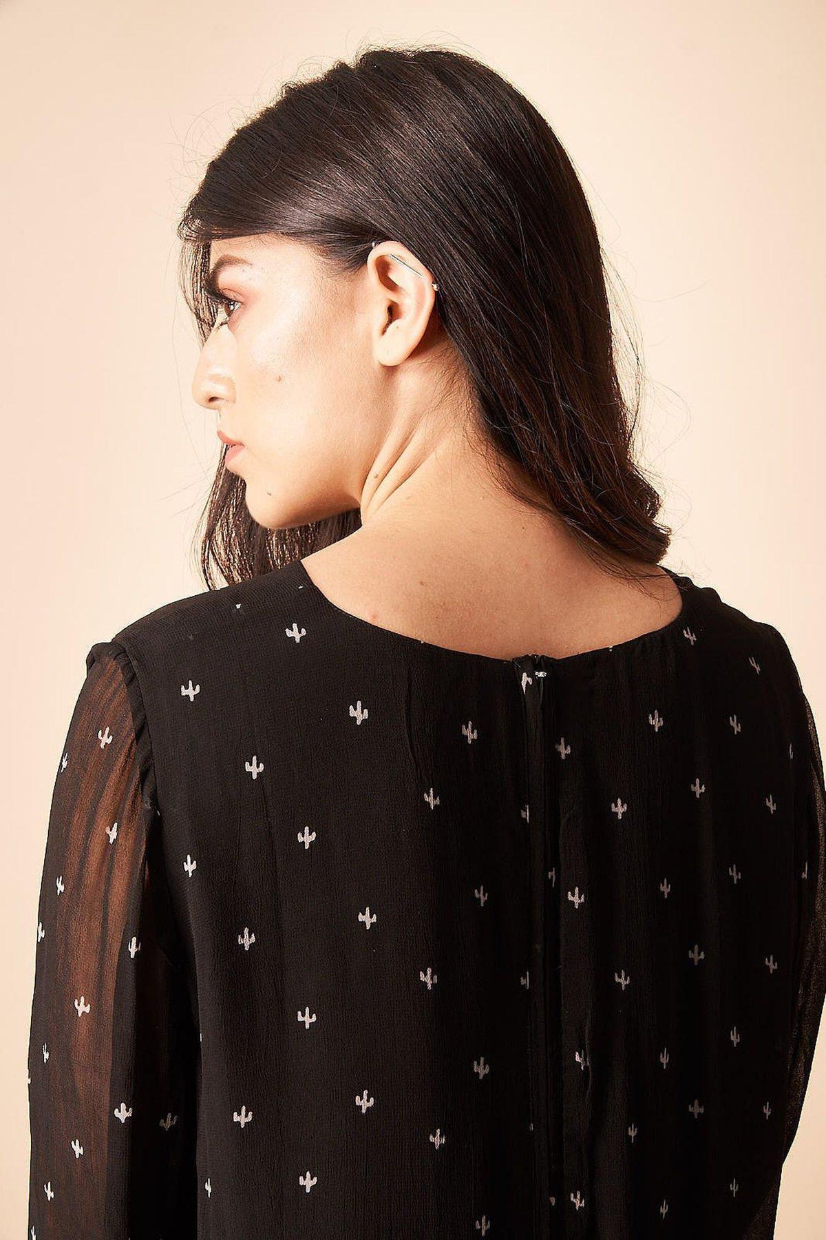 Baby Cacti Shift Dress in Black + Cream