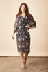 Dancing Umbrellas Twisted Midi Dress in Navy + Metallic
