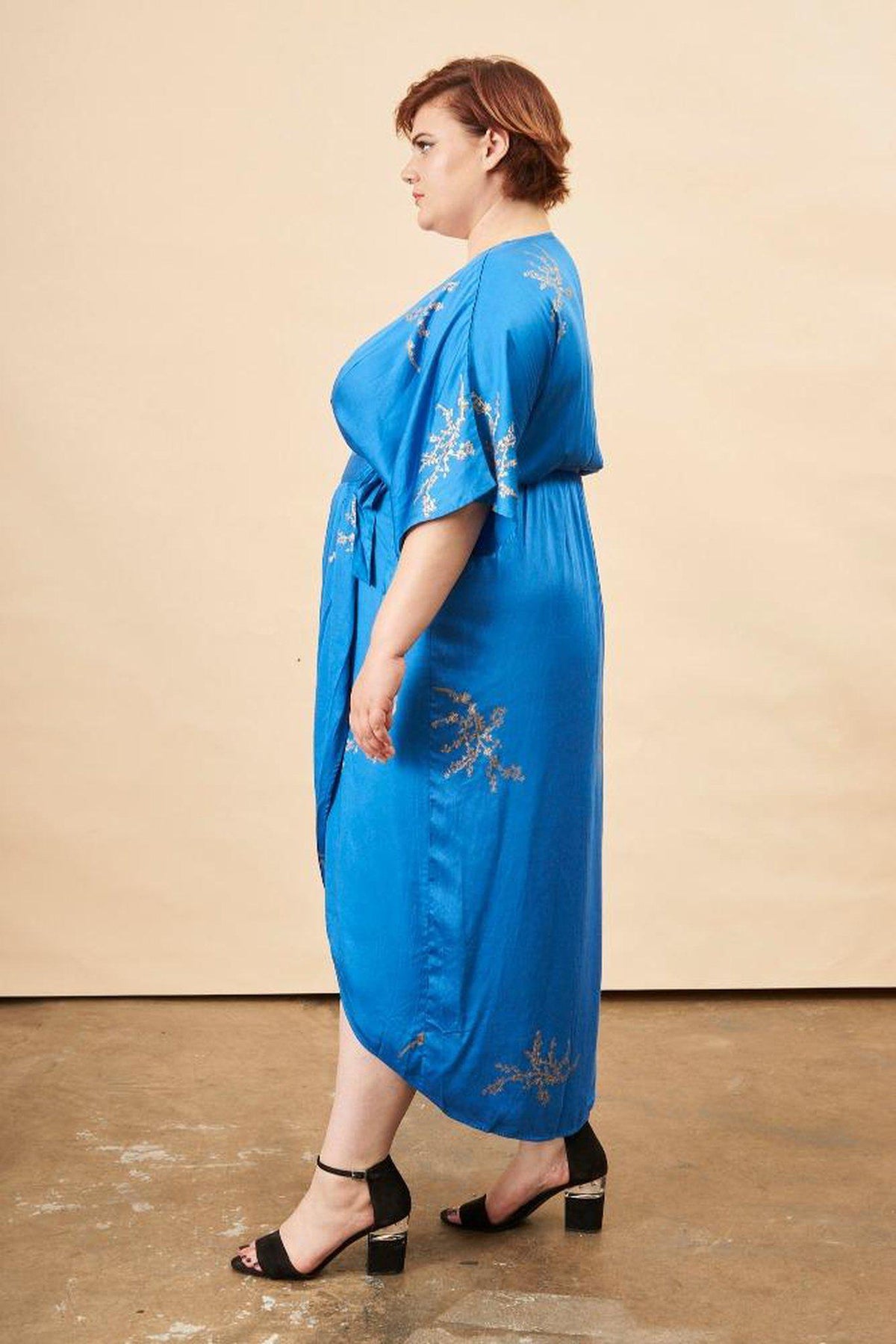 Cherry Blossom Maxi Wrap Dress Sapphire + Gold