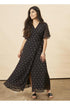 Baby Cacti Butterfly Sleeve Maxi Dress in Black + Cream
