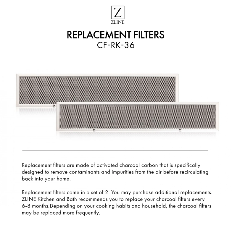 ZLINE Charcoal Filters (Set of 2) for 36
