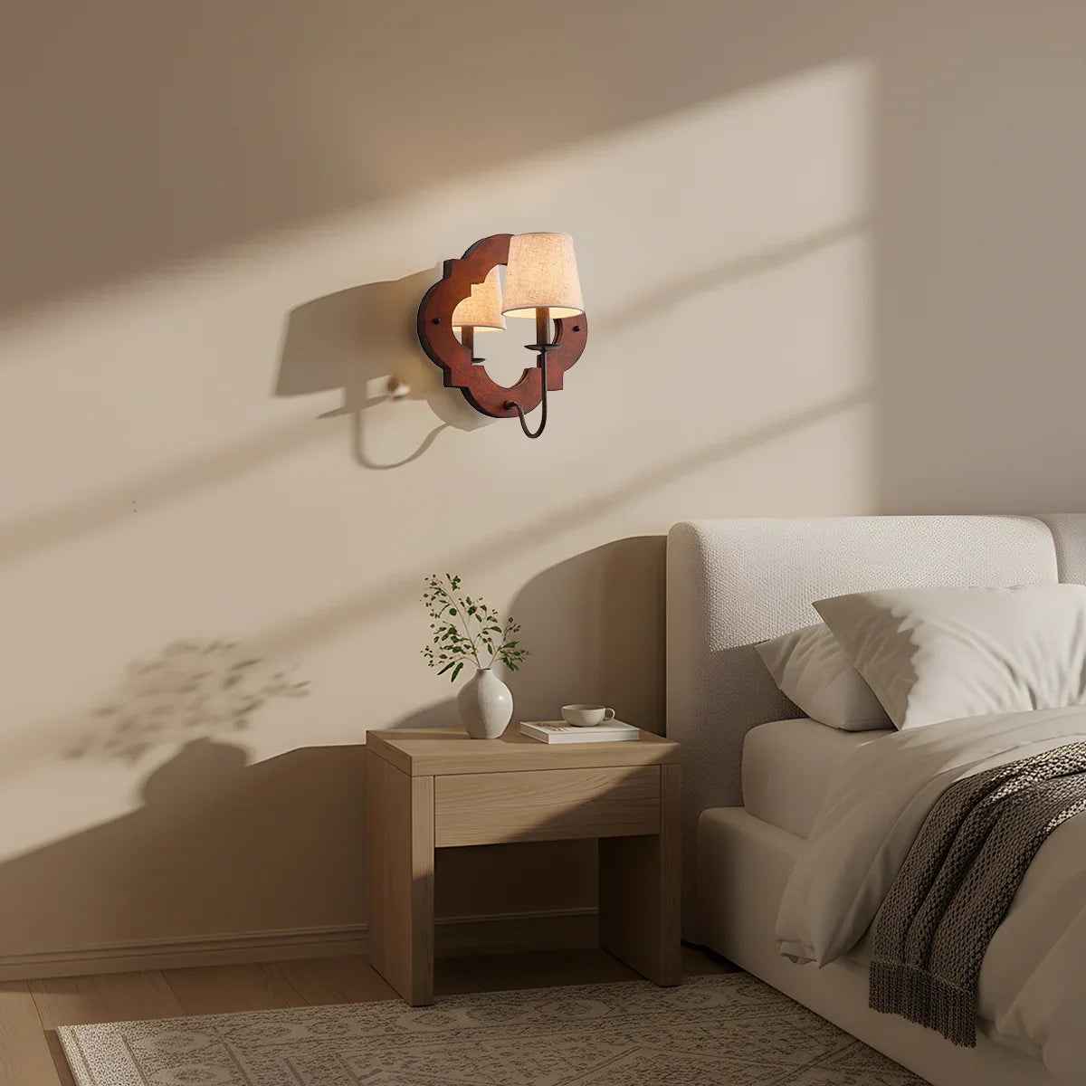 1-Light Rustic Iron Wood Wall Sconce Lighting