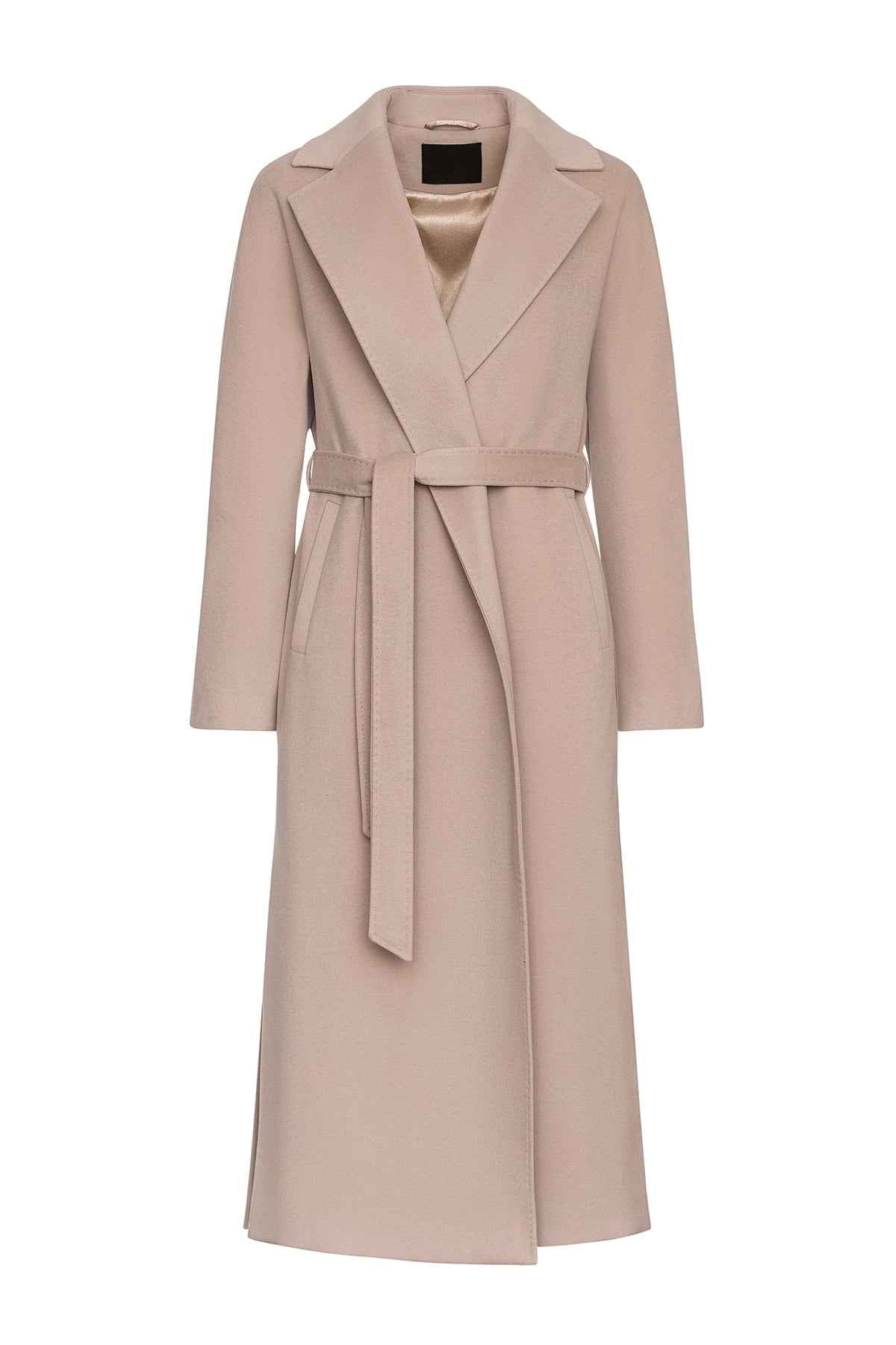Cambridge Comfort Wraparound Wool Cashmere Coat in Nude