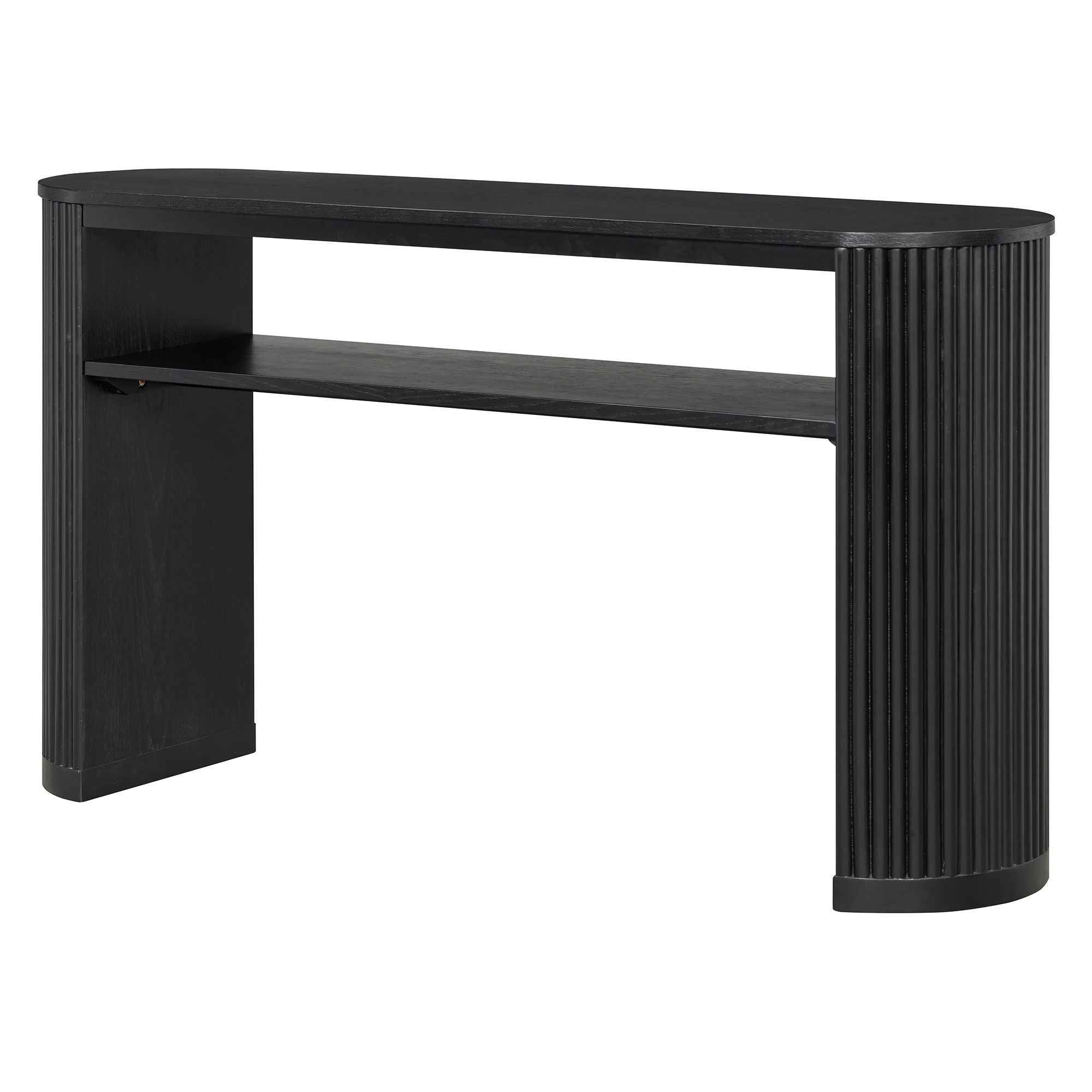 Console Table With Fluted Legs, Open Shelf