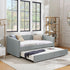 Upholstered Daybed With Trundle With Vertical Stripes