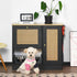 Feeding Station with 2 Lockers and Elevated Bowls Black