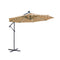 Outdoor Cantilever Patio Umbrella With 32 LED Lights 10 Ft Hanging Design Easy Open Adjustment Metal Frame - Taupe