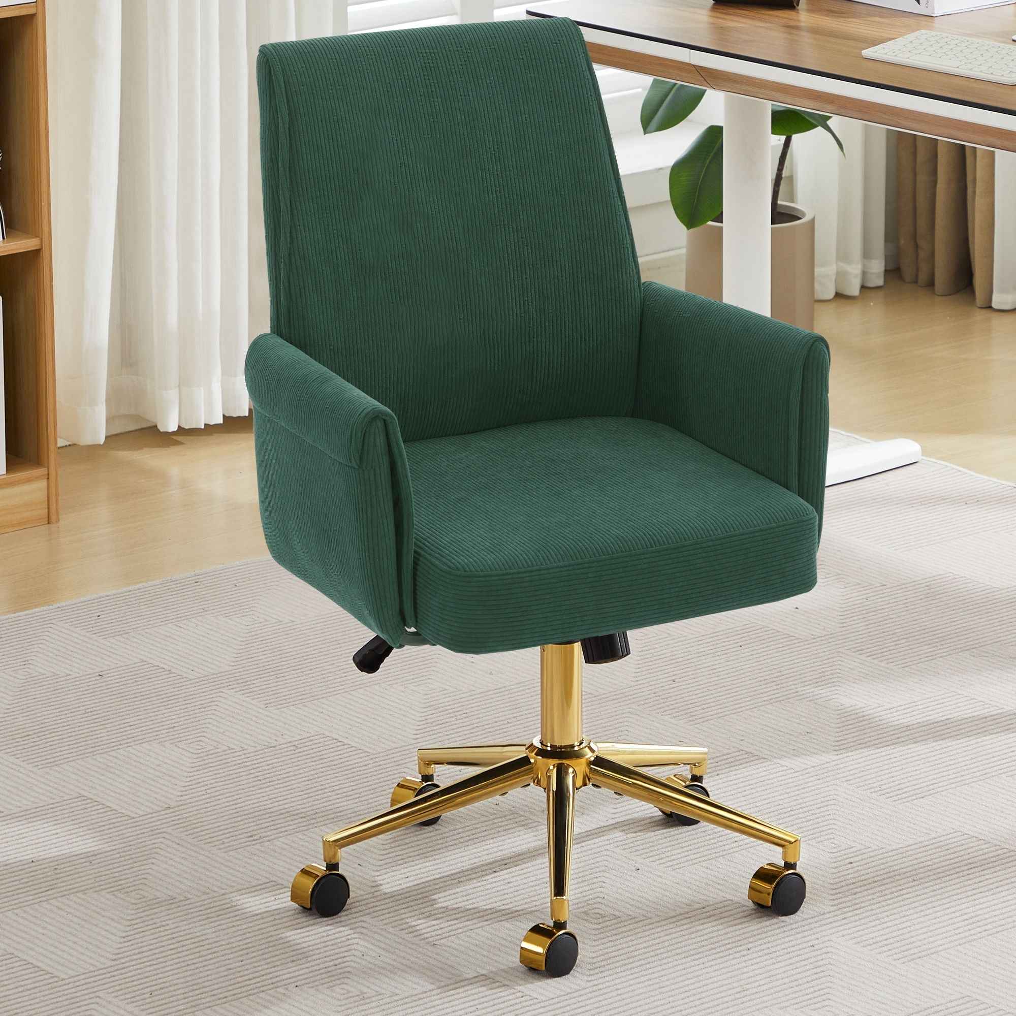 Ergonomic Mid-Back Office Chair With Gold Base