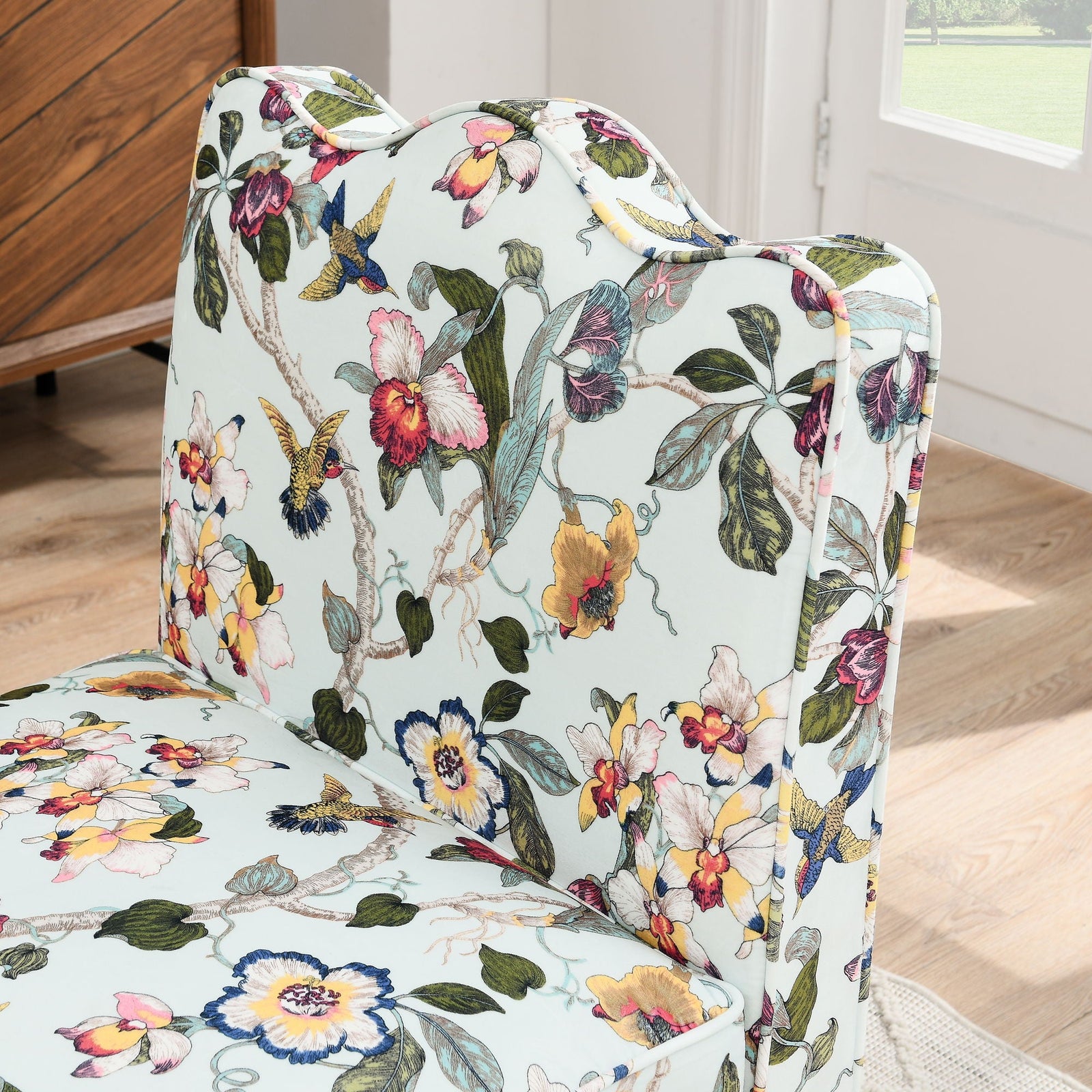 Stylish Flannel Dining Chair With Soft Cushion And Backrest
