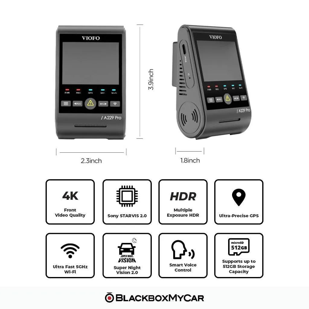 VIOFO A229 Pro 4K UHD 1-Channel Dash Cam