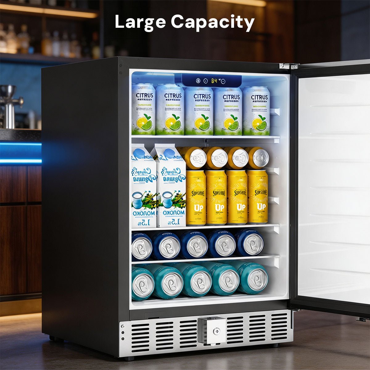 Kismile 24 Inch Built-In Double Drawer Refrigerator, 5.0 Cu.Ft Under Counter Beverage Fridge for Wine & Beer, Stainless Stee
