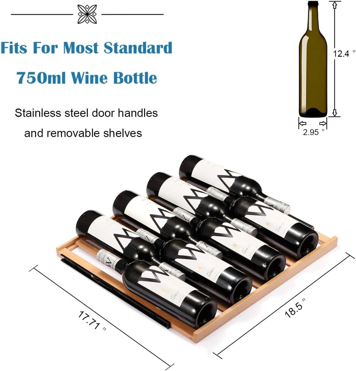 24 Inch Wooden Shelves Built-in Wine Fridges Cooler Beverage Refrigerator W51145B