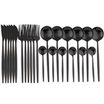 24 Piece Black Stainless Steel Cutlery Set for 4 with Steak Knives