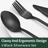 24 Piece Black Stainless Steel Cutlery Set for 4 with Steak Knives