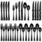 24 Piece Black Stainless Steel Cutlery Set for 4 with Steak Knives