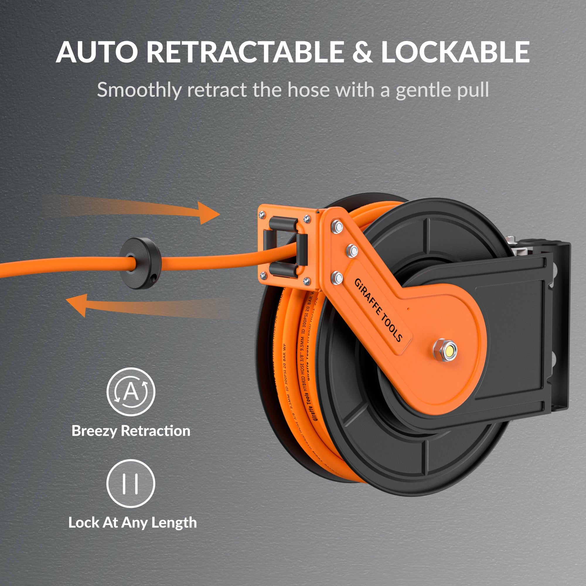 Retractable Air Hose Reel-Alloy Steel Reel-3/8in
