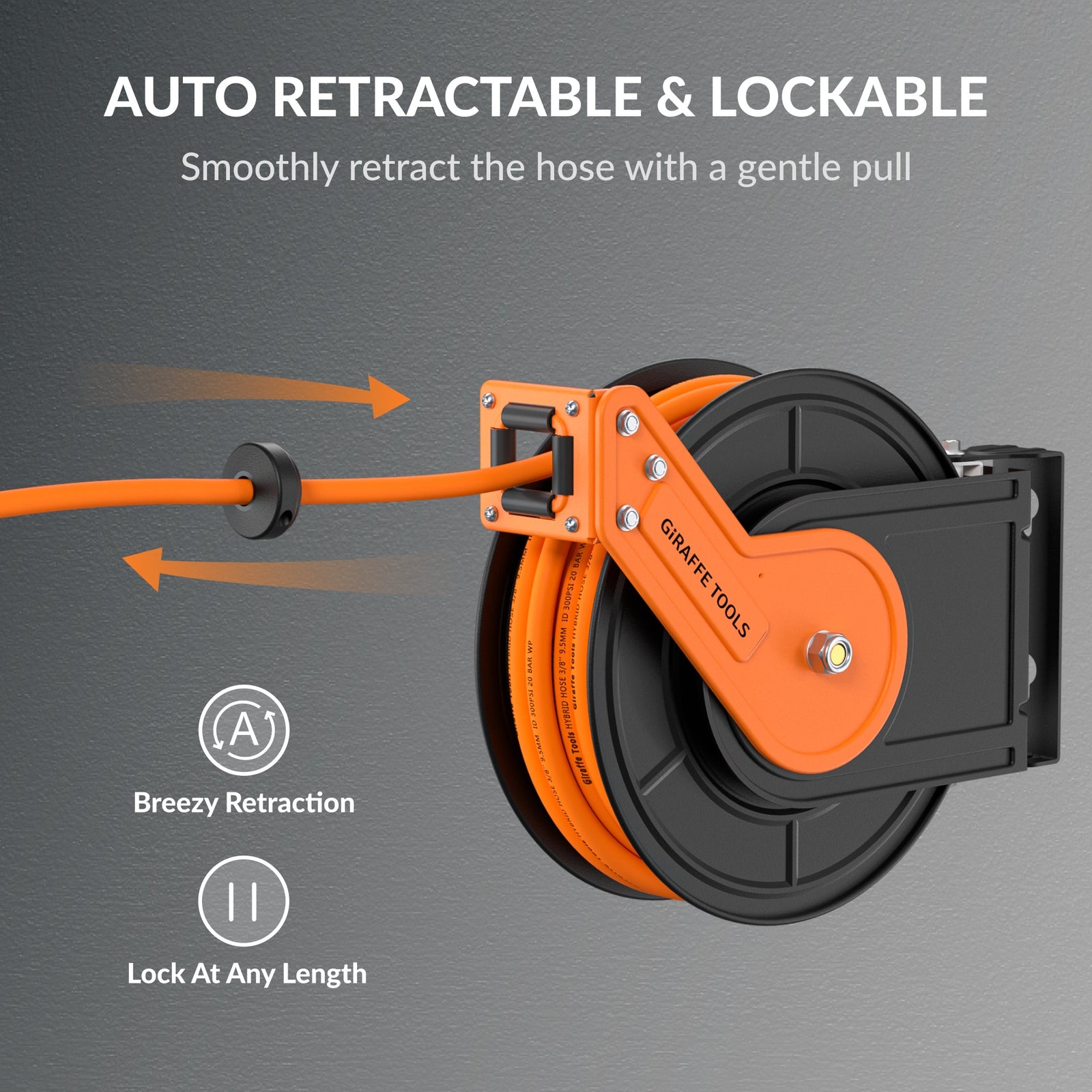Retractable Air Hose Reel-Alloy Steel Reel-3/8in