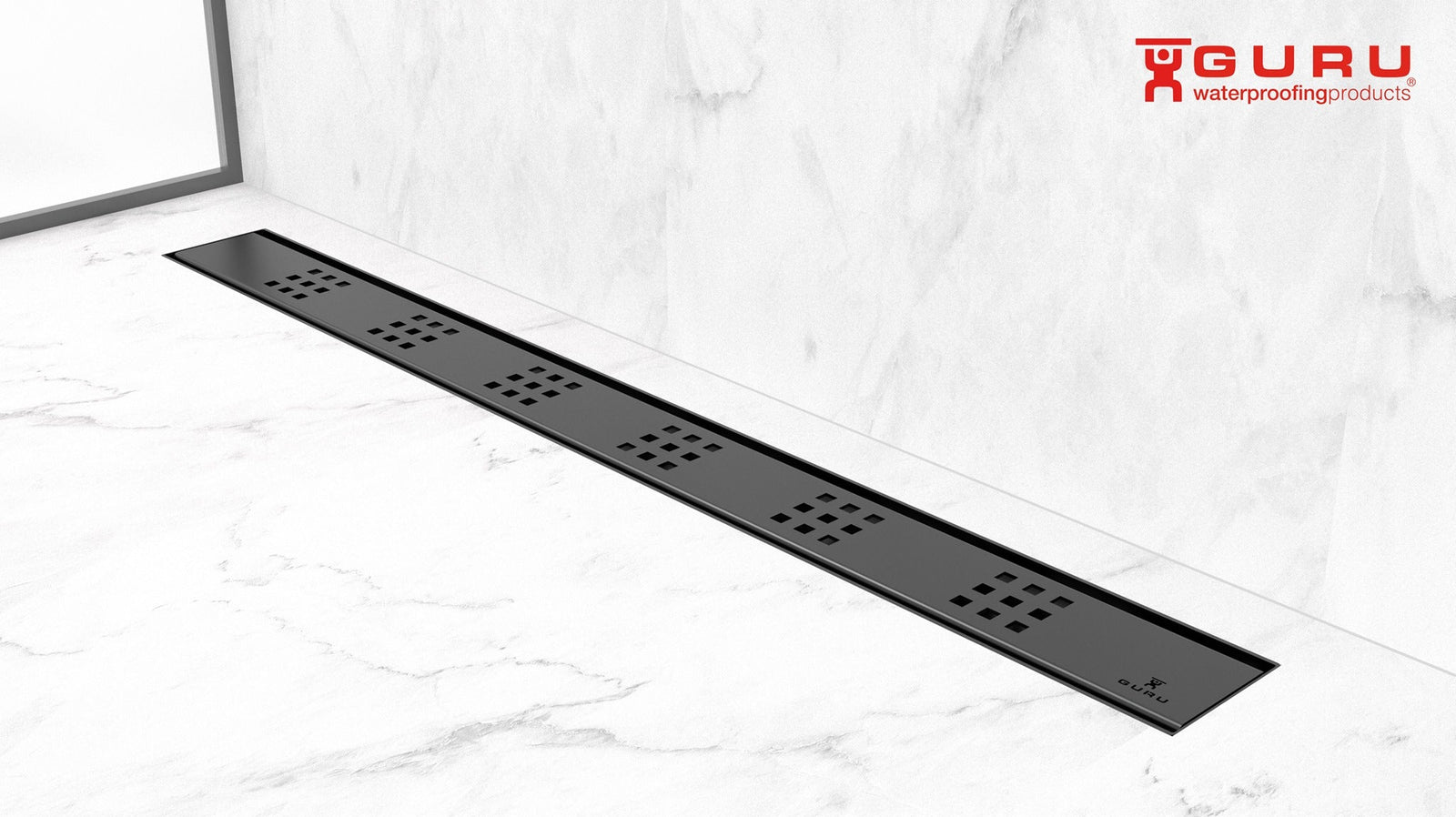 Guru Linear Drain & Strainer Plus Nero 24