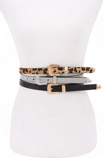 3 In 1 Faux Leather Skinnny Belt Set