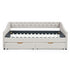 Upholstered Tufted Daybed With Drawers, Waved Arms