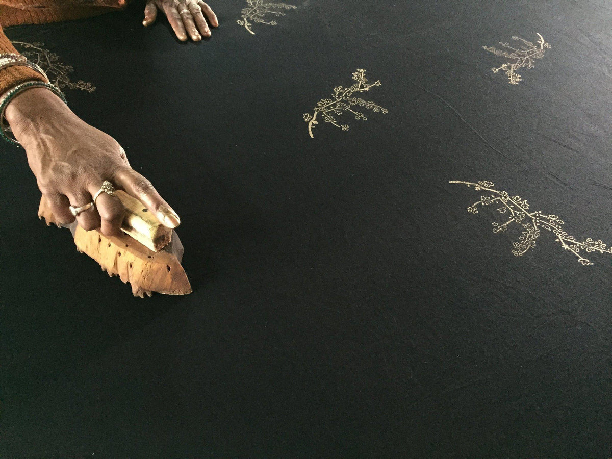Cherry Blossom Maxi Wrap in Black + Gold