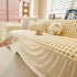 Grid Textured Sofa Cover with Sheer Ruffle Skirt, Pet-Friendly Sofa Throw Slipcover