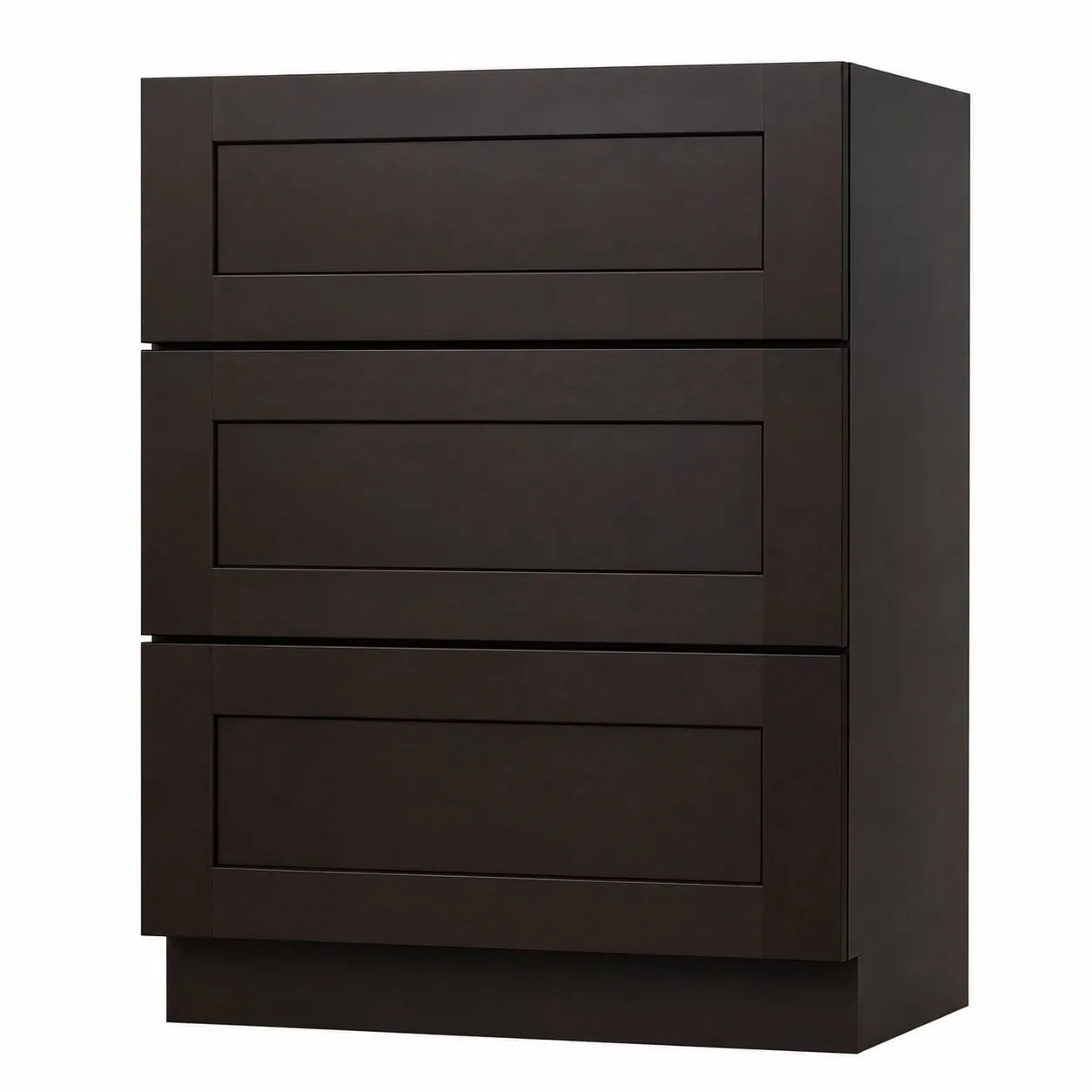 24 Inch Espresso Shaker Three Drawer Vanity Base Cabinet
