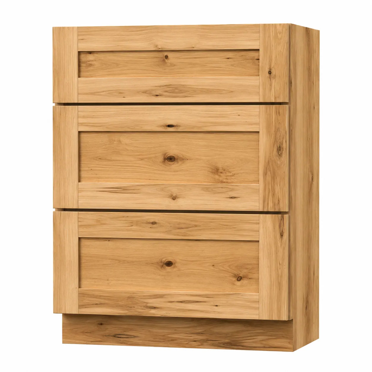 24 Inch Hickory Shaker Three Drawer Vanity Base Cabinet