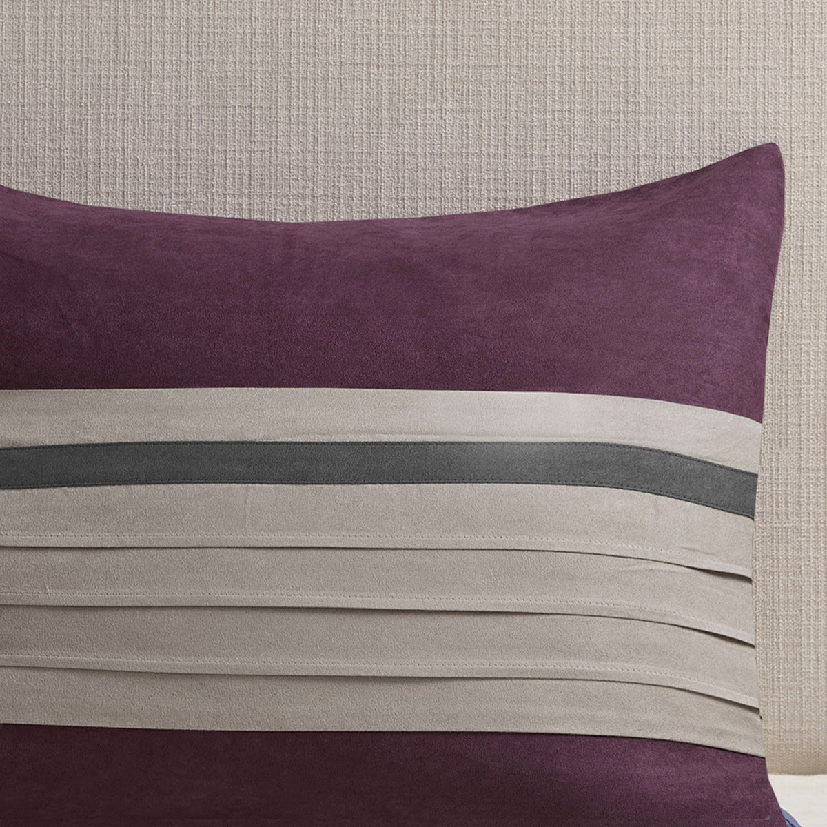 7 Piece Purple Faux Suede Comforter Set Full Size