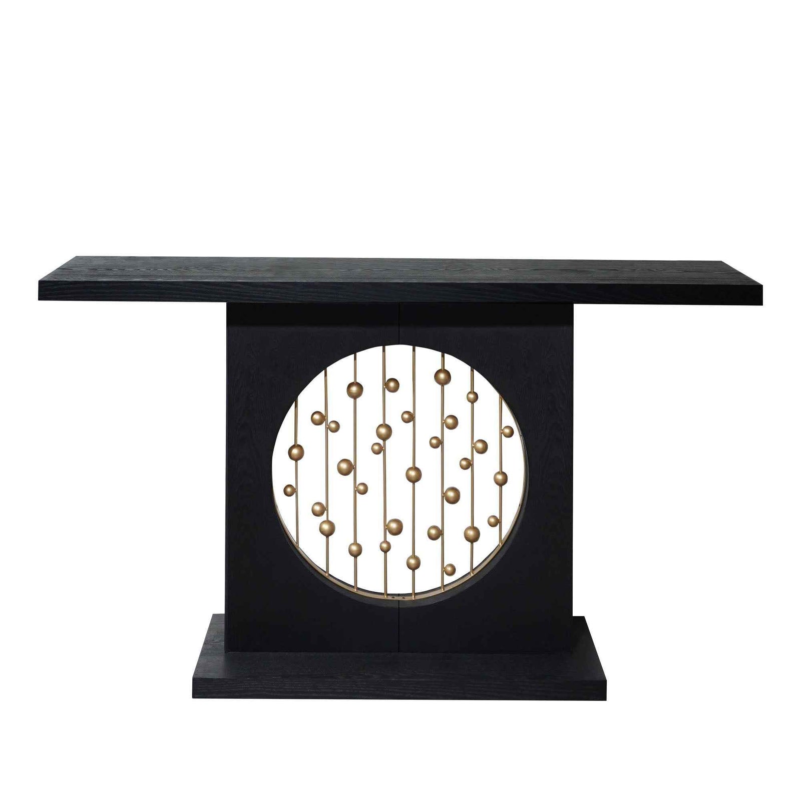 Console Table With Circular Art Decor For Living Room - Multi