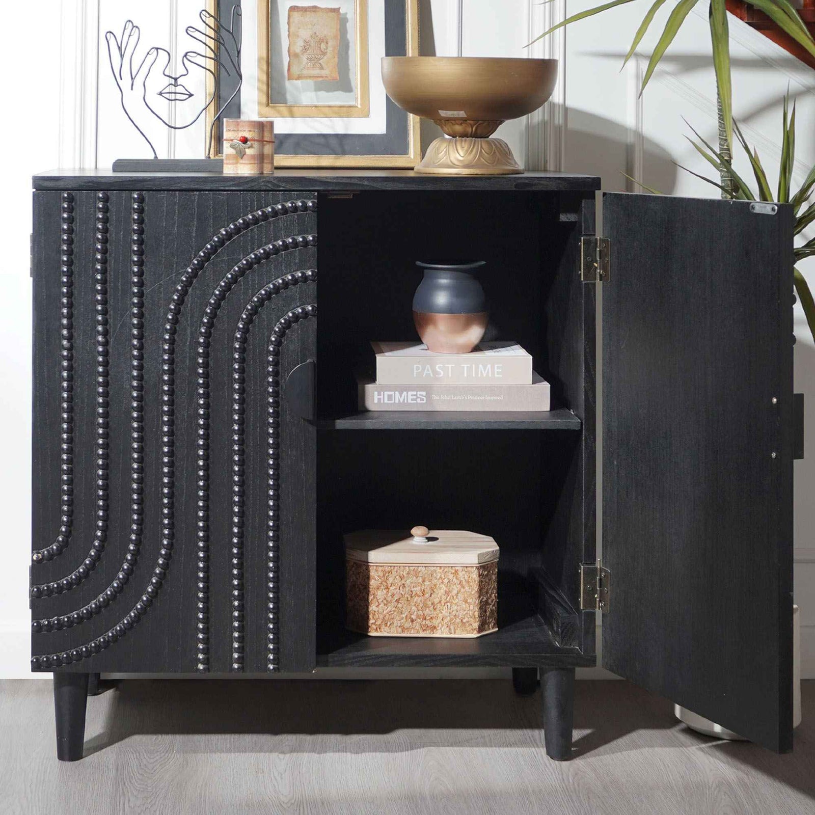 2 Door Storage Cabinet With Adjustable Shelf - Black