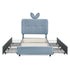 Upholstered Bed With Oversized Rabbit Ear Headboard, LED Lights & 4 Storage Drawers