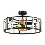 27" Modern DC Motor Downrod Mount Reversible Crystal Ceiling Fan with Lighting and Remote Control