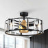 27" Modern DC Motor Downrod Mount Reversible Crystal Ceiling Fan with Lighting and Remote Control