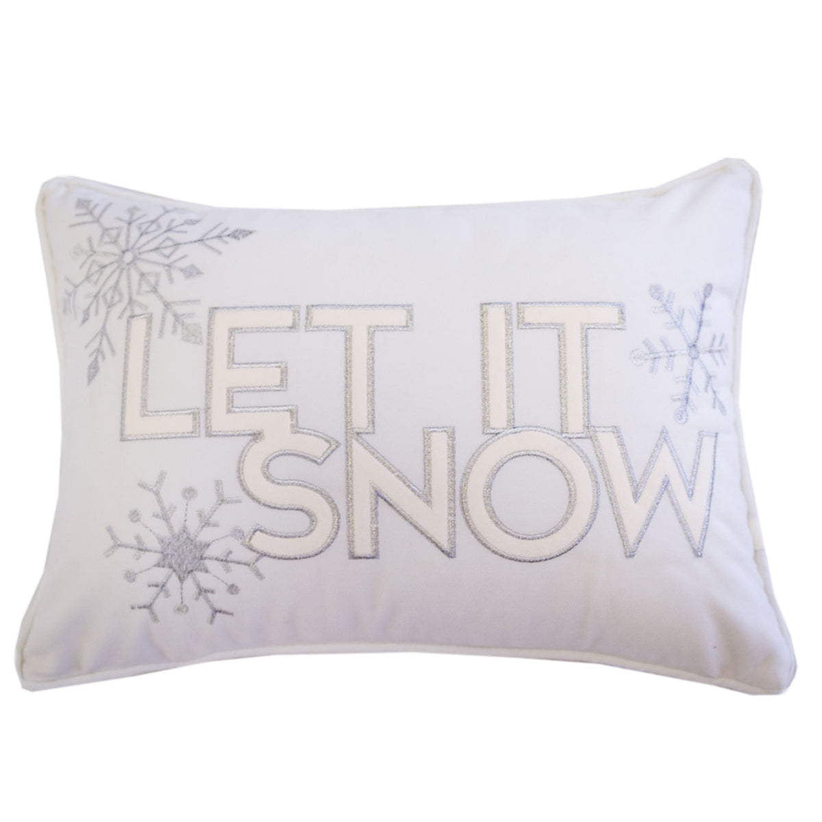Nneka Let It Snow Ivory Velvet Lumbar Pillow with Insert 14x20