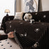 Chenille Camellia Floral Sofa Throw Cover Couch Blanket with Striped Jacquard