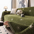 Chenille Camellia Floral Sofa Throw Cover Couch Blanket with Striped Jacquard