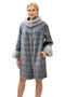 Genuine Scandinavian Mink Fur Rabbit Fur Lined Collar Virgin Wool Coat
