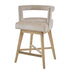 Design Swivel Counter Stool With Low Back Support Polyester And Solid Wood - Cream