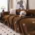 Chenille Camellia Floral Sofa Throw Cover Couch Blanket with Striped Jacquard