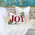 JOY Embroidered Christmas Throw Pillow with Velvet - Red and Green
