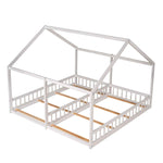 House Platform Beds, 2 Shared Beds, Metal Frame With Guardrails