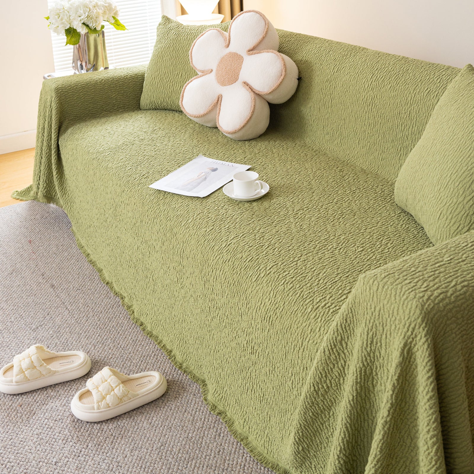Sofa Throw Covers L-Shape Sectional Couch Cover for Dogs Cats Furniture Protector