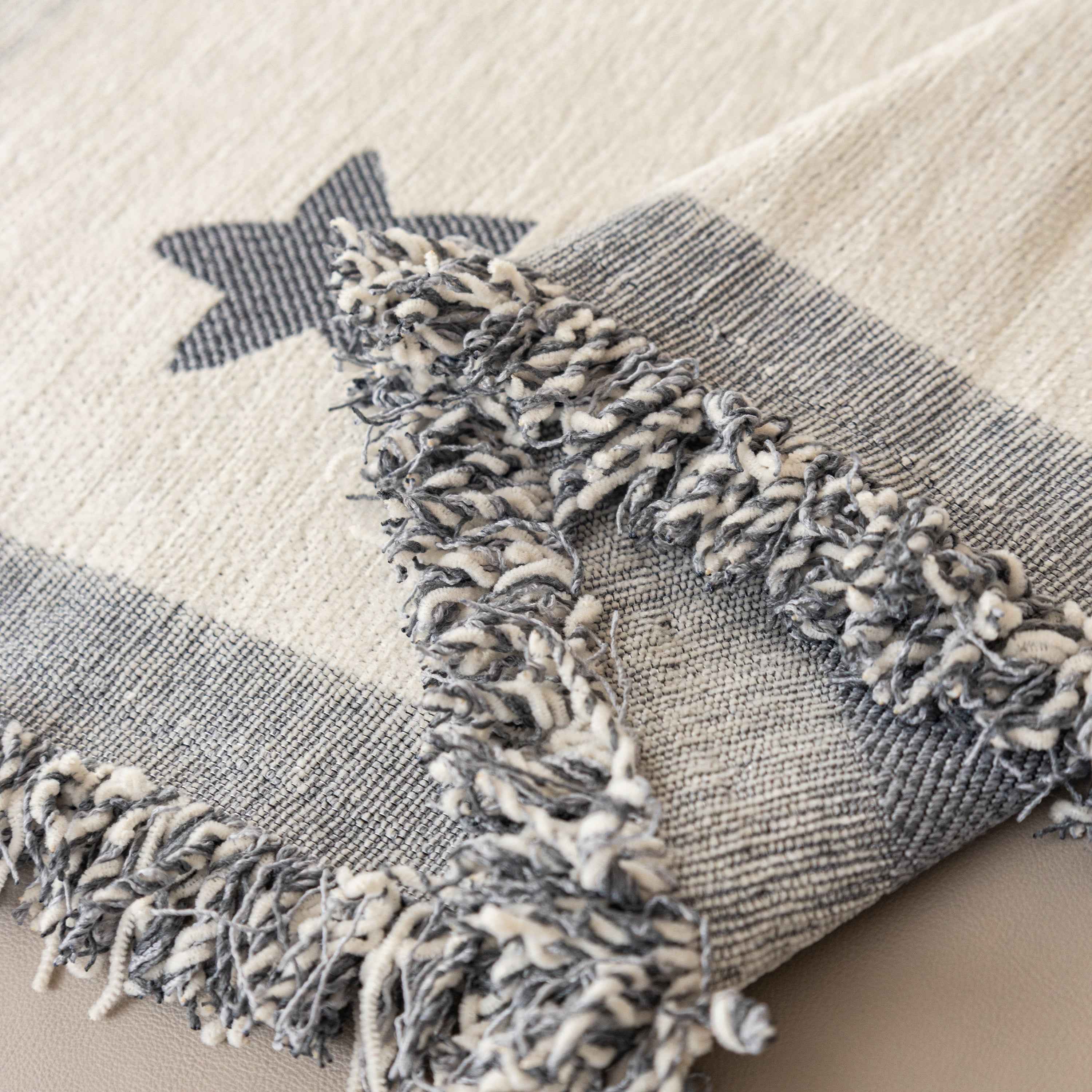 Geometric Chenille Sofa Throw Cover, Breathable Couch Protector with Tassel Fringe