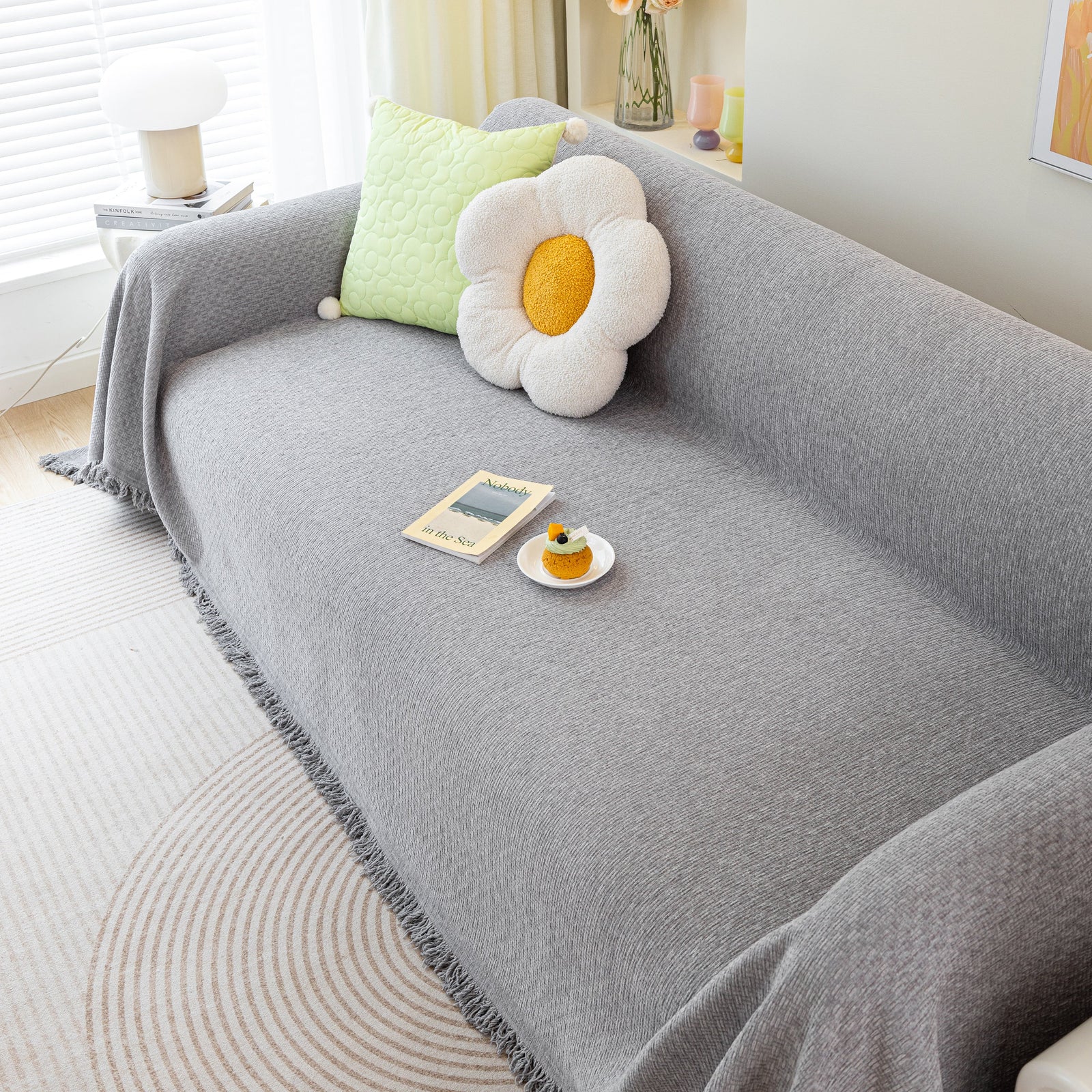 Chenille Large Throw Couch Cover Blanket with Water-Resistant for Futon, Loveseat, and L-Shaped Sofa