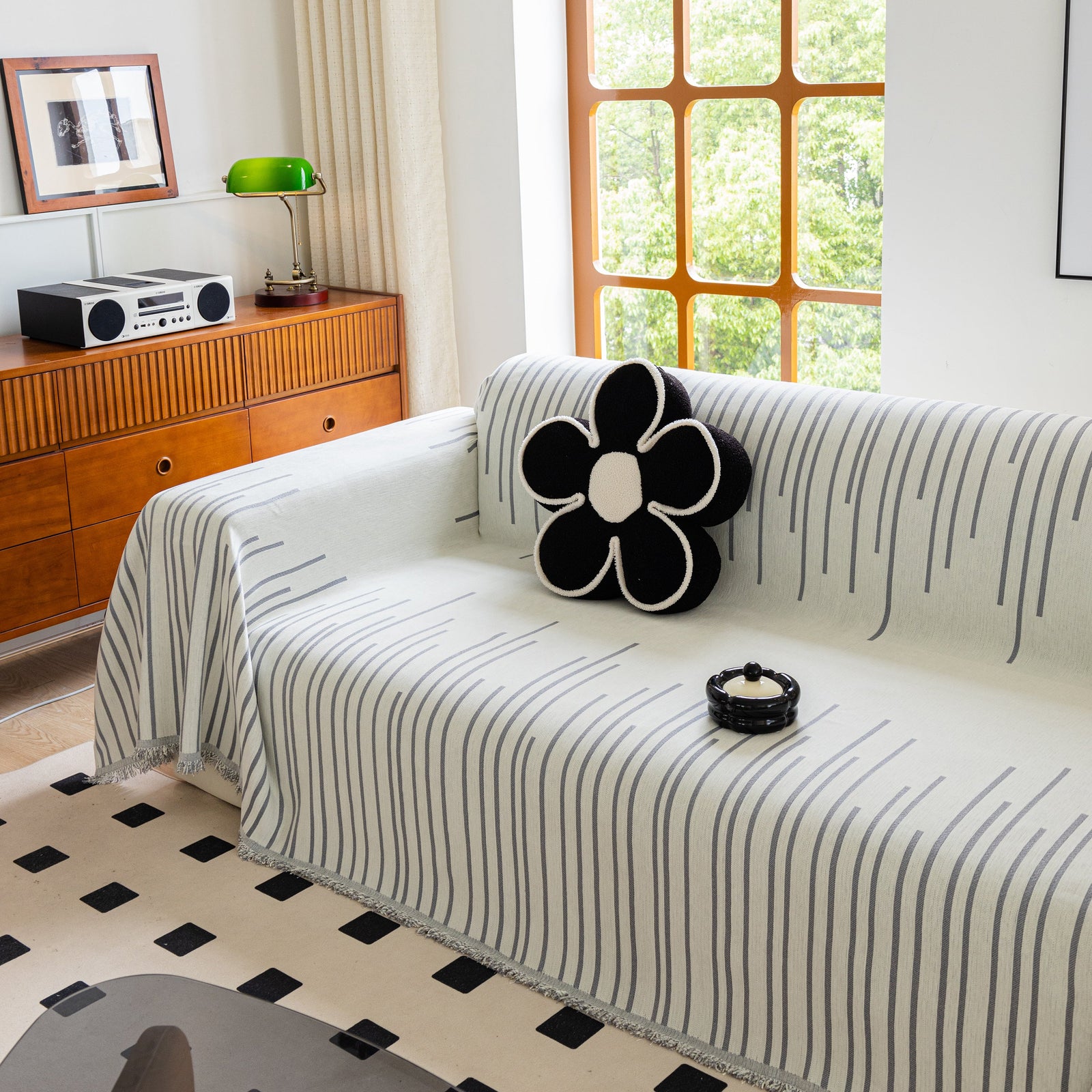 Boho Striped Jacquard Throw Sofa Slipcover Chenille Sofa Throws for Couches for Pets Kids Home Decor